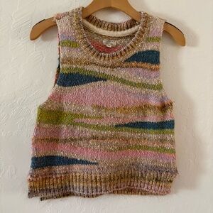 Anthropologie Pilcro Women's M Multicolor Boho Knit Sweater Tank Top Cotton Wool